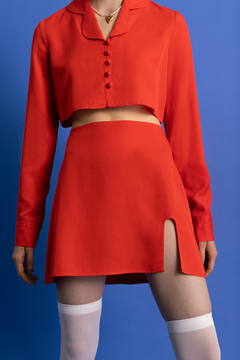 Bibi Cut-Out Skirt | Tomato Red