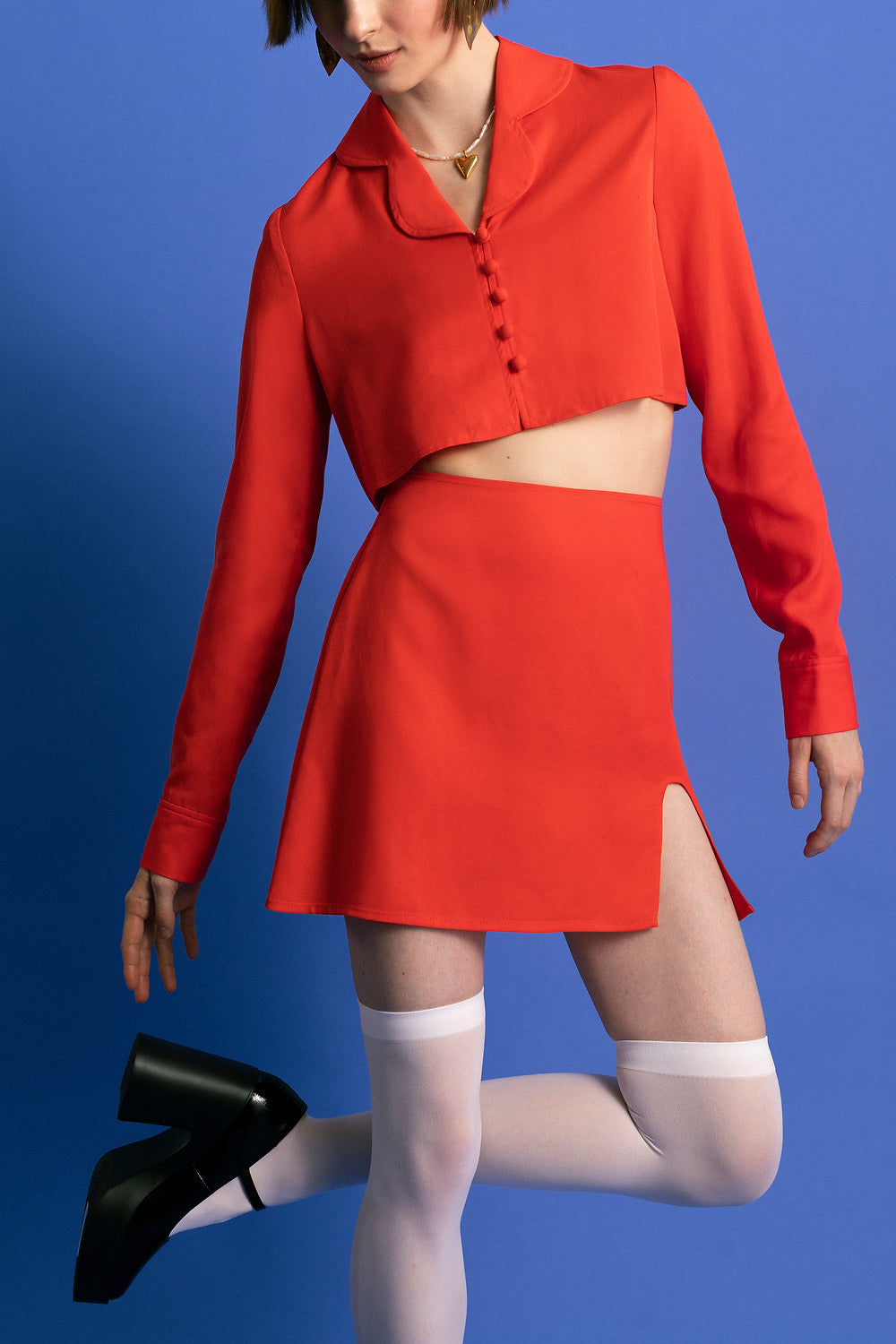 Bibi Cut-Out Skirt | Tomato Red