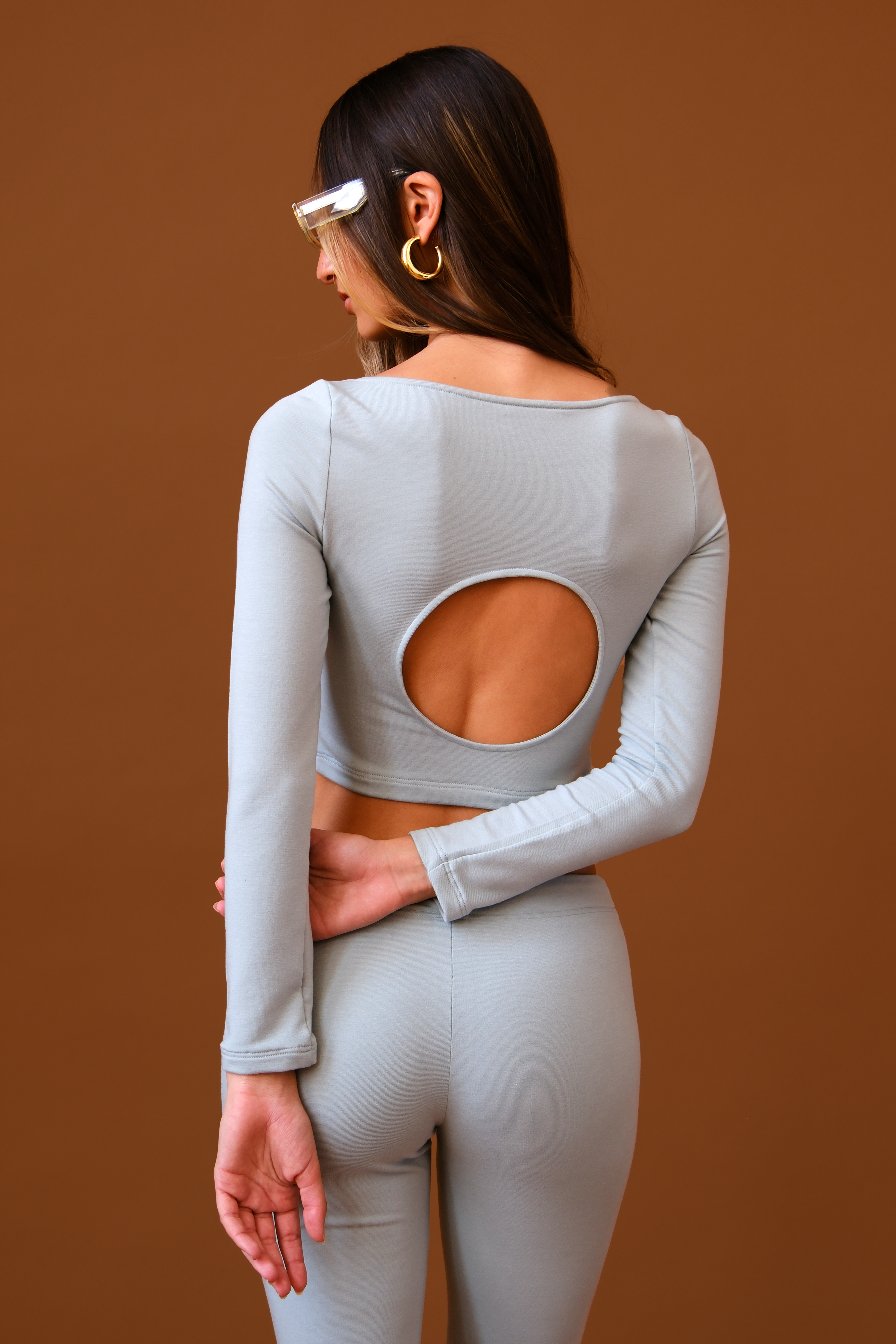 Gabriela Circle Long Sleeve Top | Dust Blue