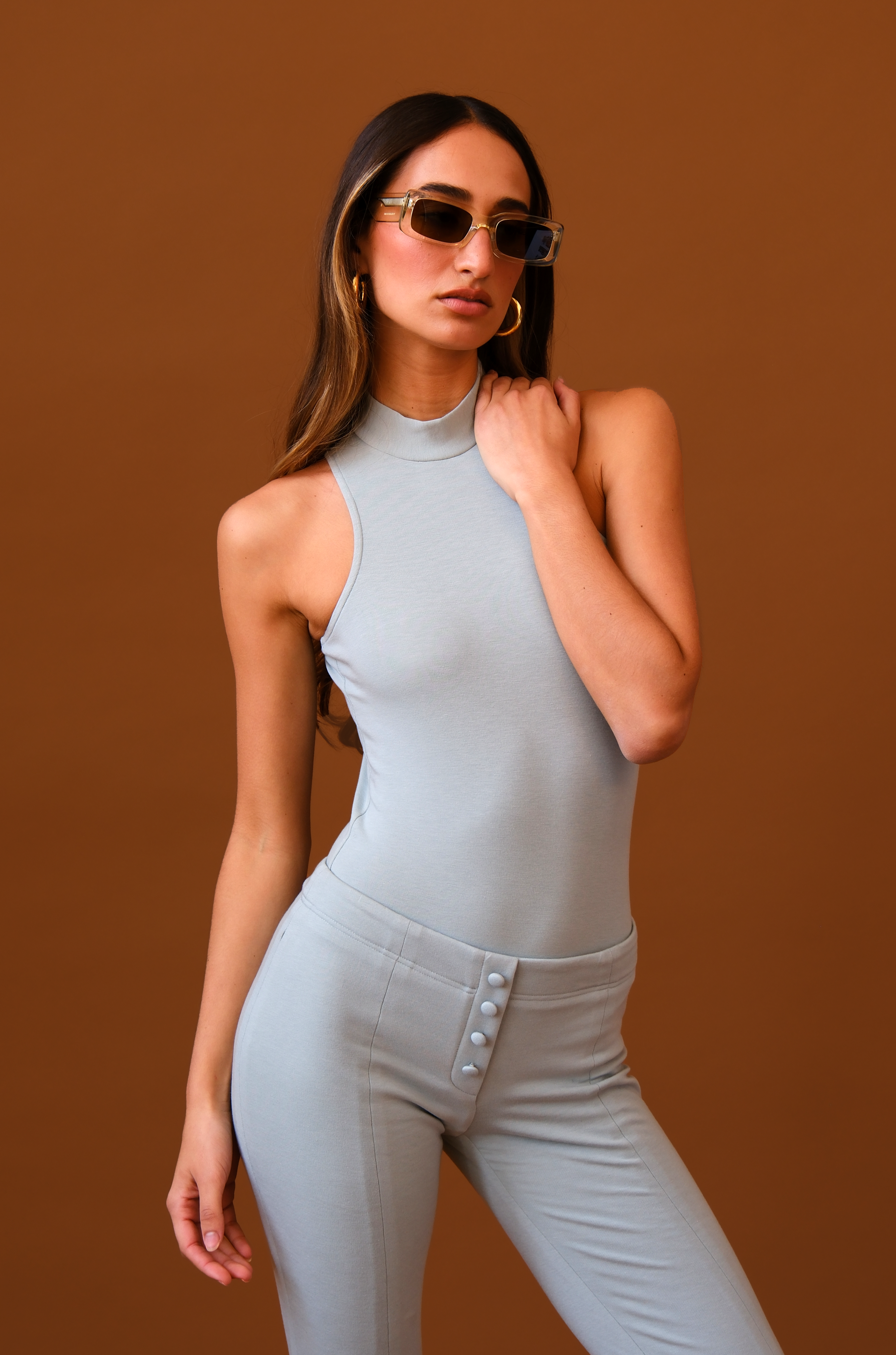 Gloria Oval Bodysuit | Dust Blue