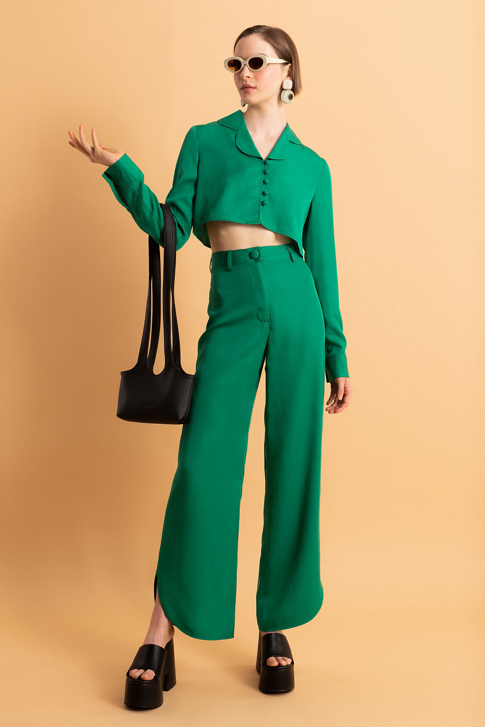 Gina High Waisted Pant | Emerald Green