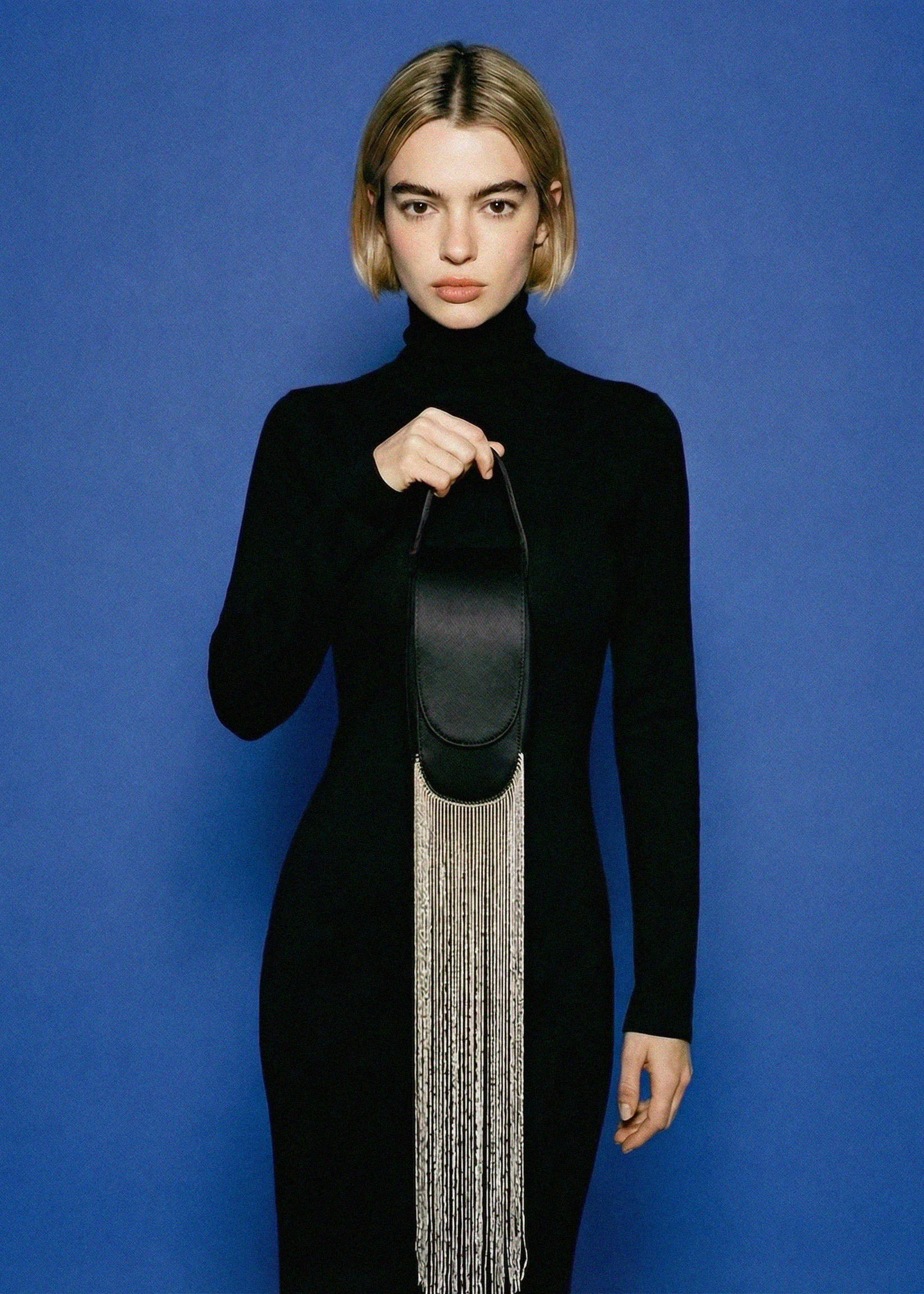 Lavanda Metallic Fringe Bag | Black