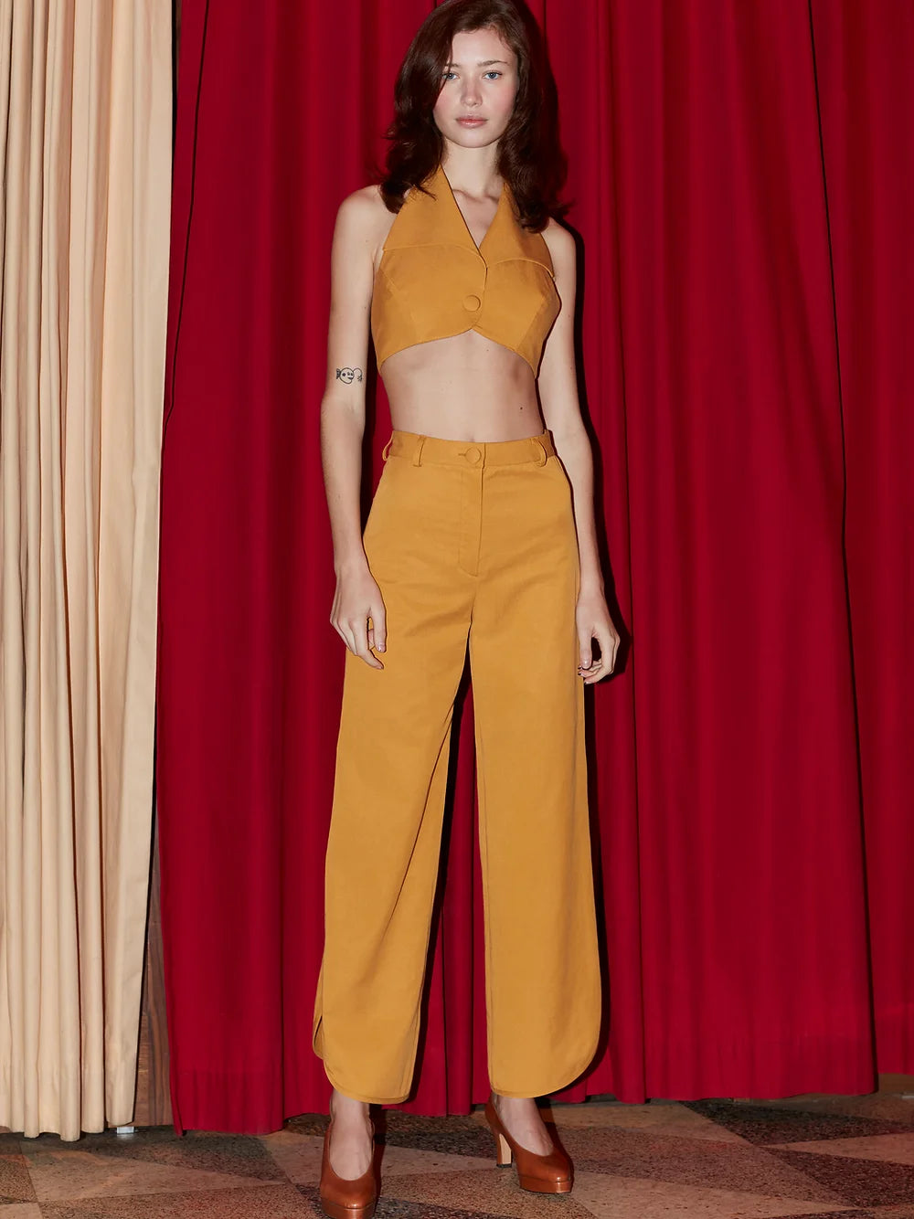 Gina High Waisted Pant | Marigold Yellow