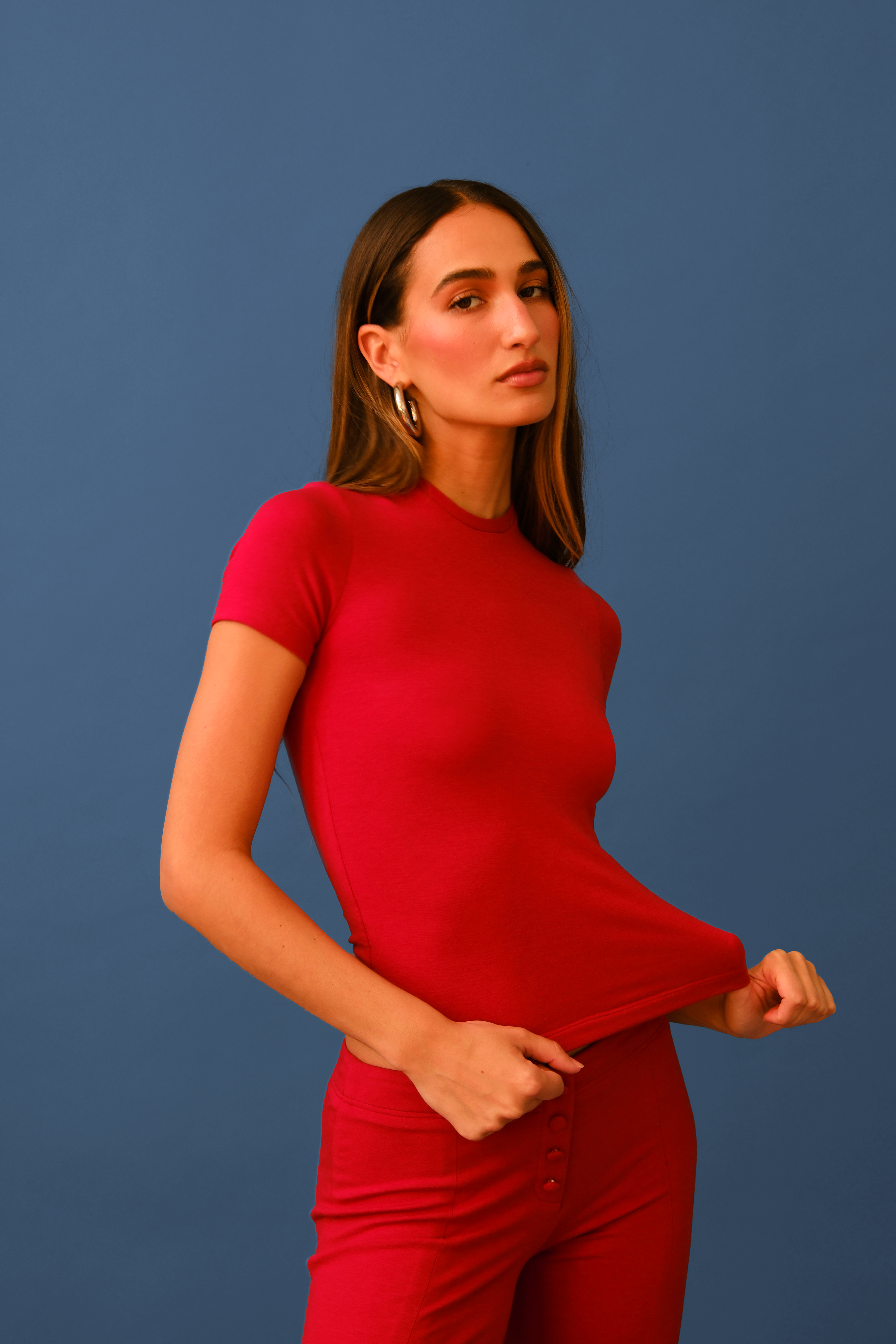 Regina Cut-Out Tee | Cherry Red