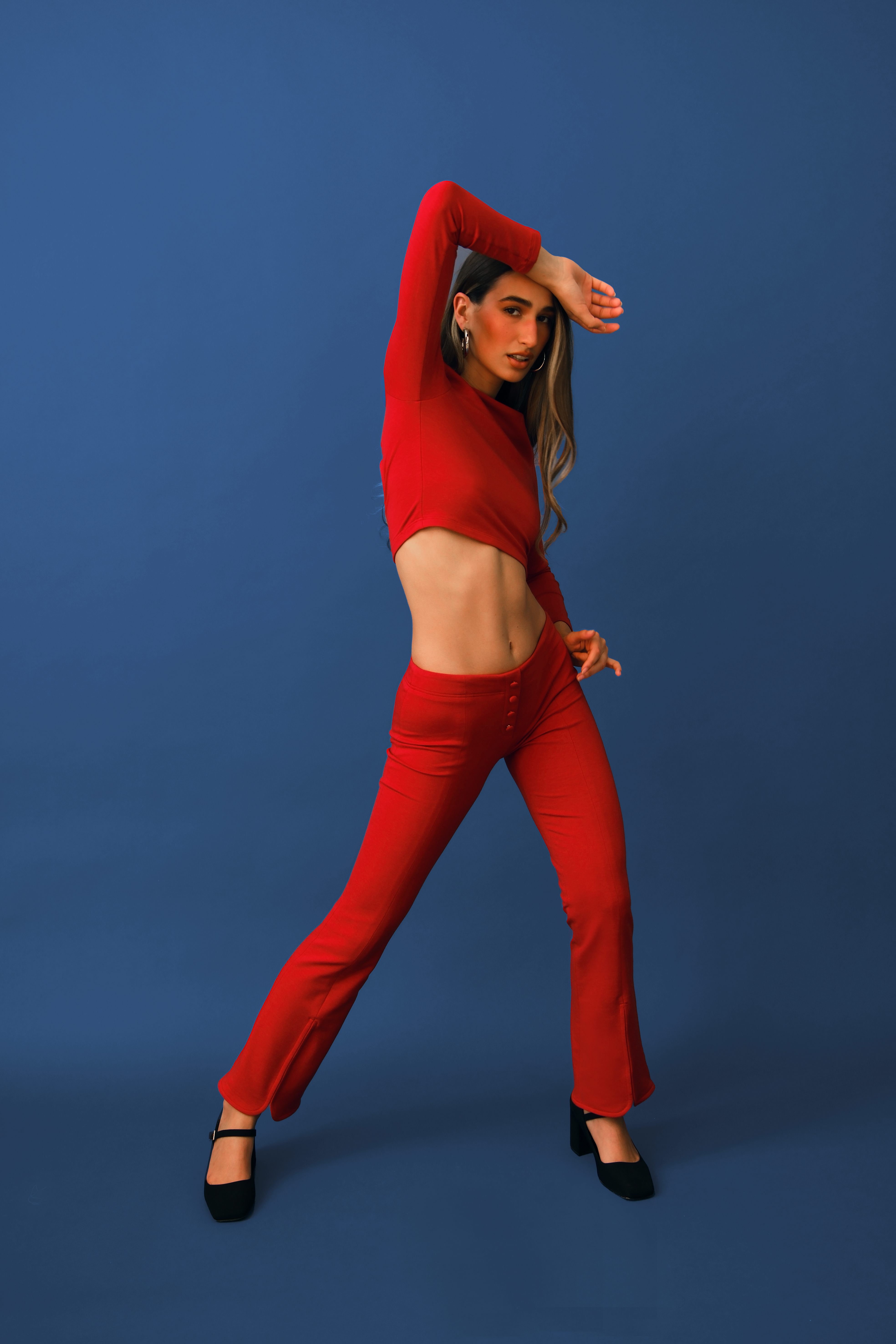 Camille Flared Pant | Cherry Red