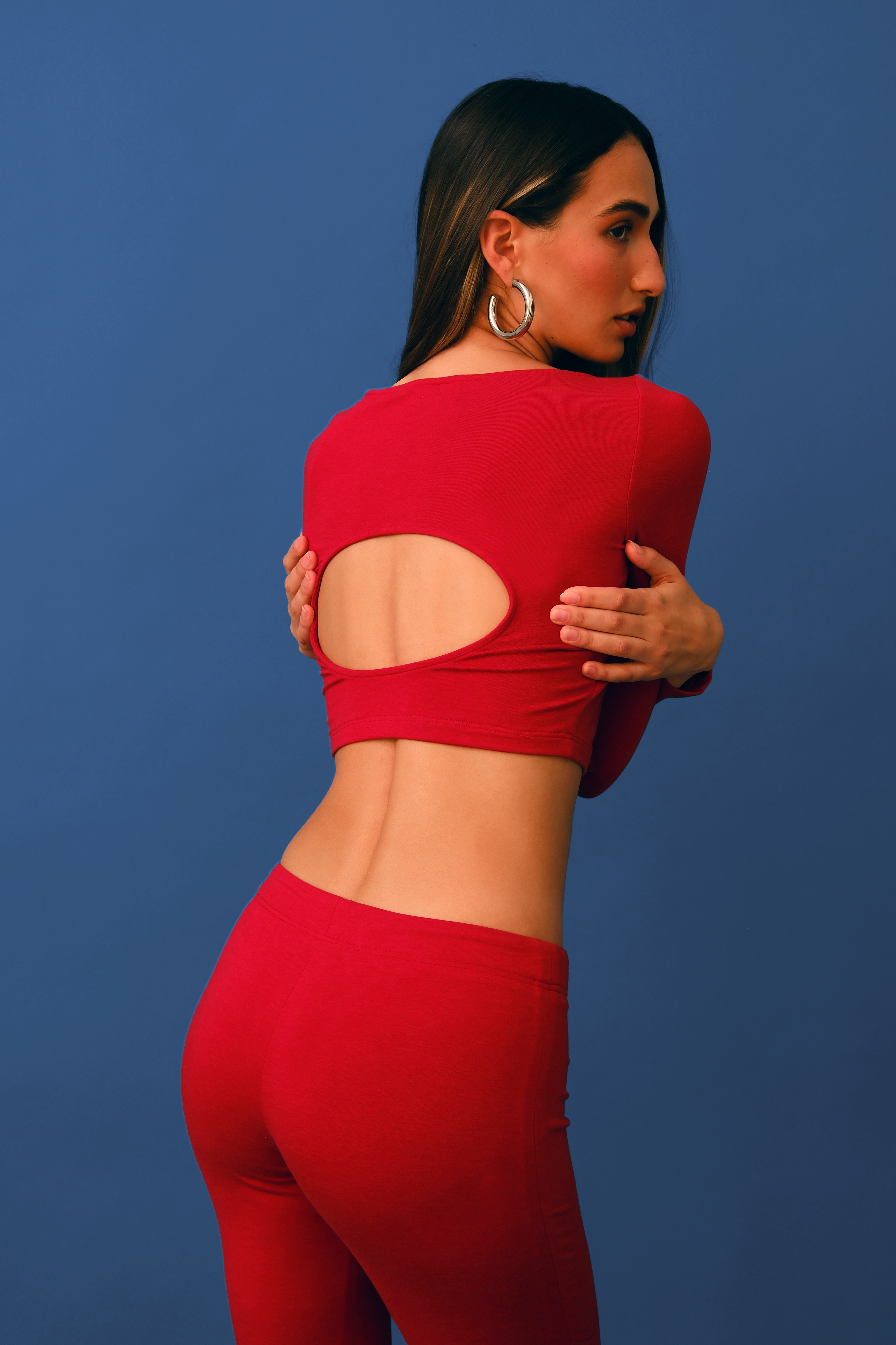 Gabriela Circle Long Sleeve Top | Cherry Red