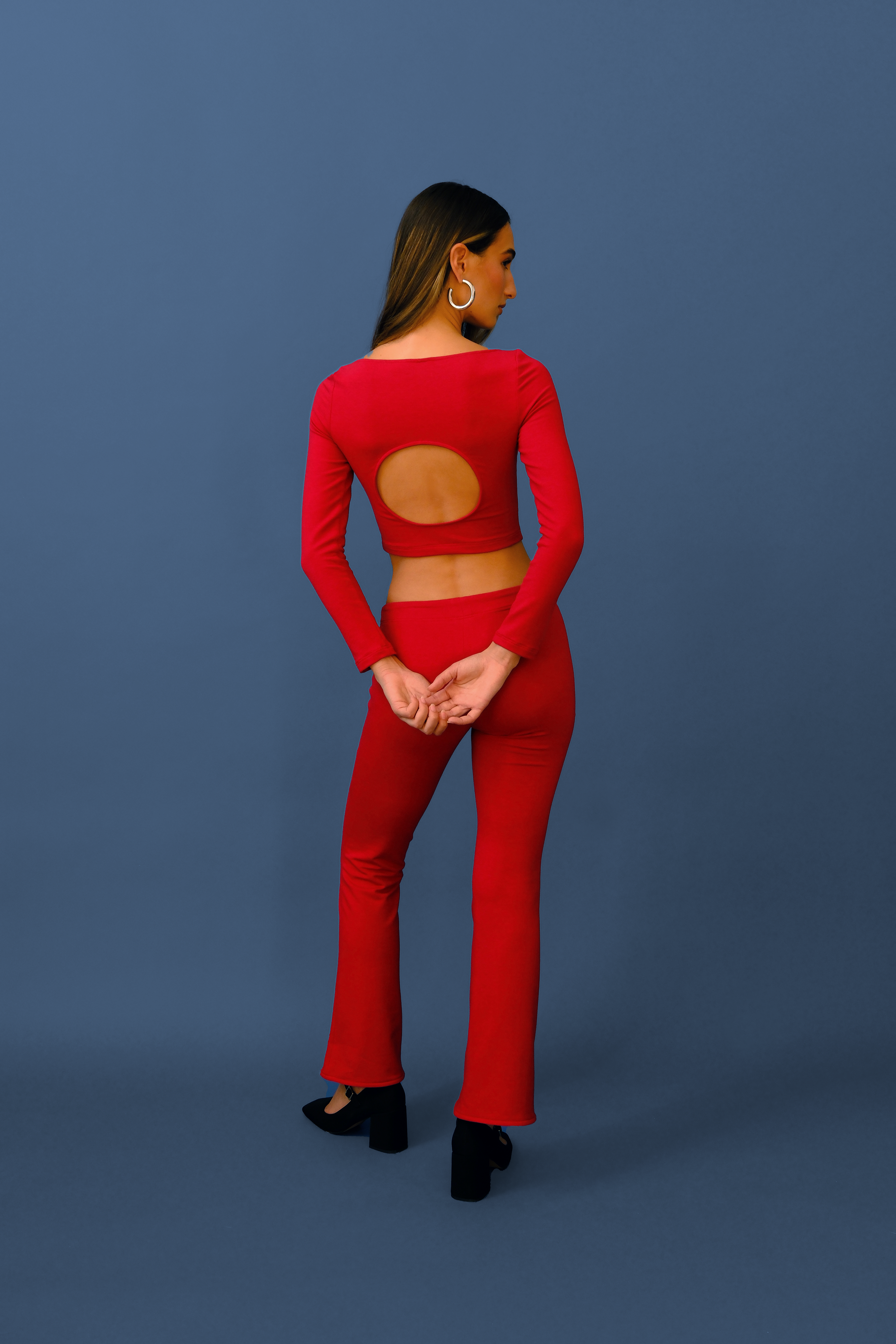 Gabriela Circle Long Sleeve Top | Cherry Red