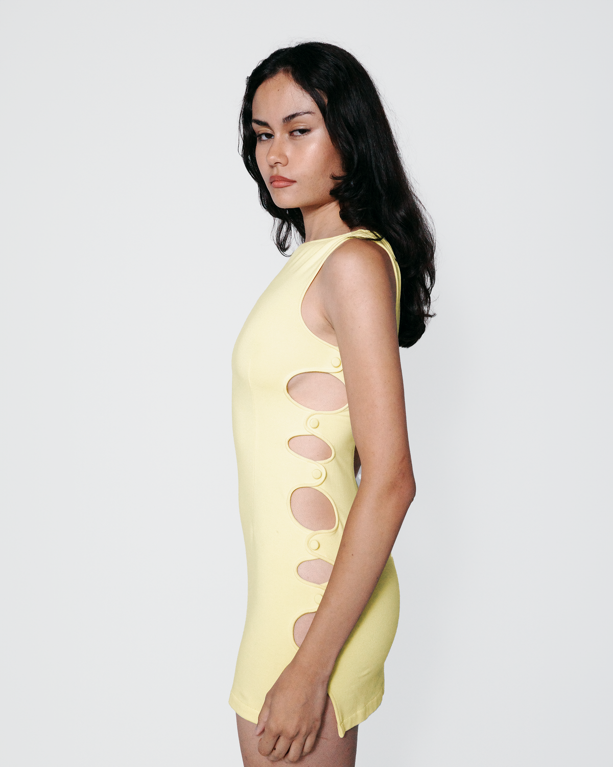Lola Circle Cut-Out Dress | Banana Yellow