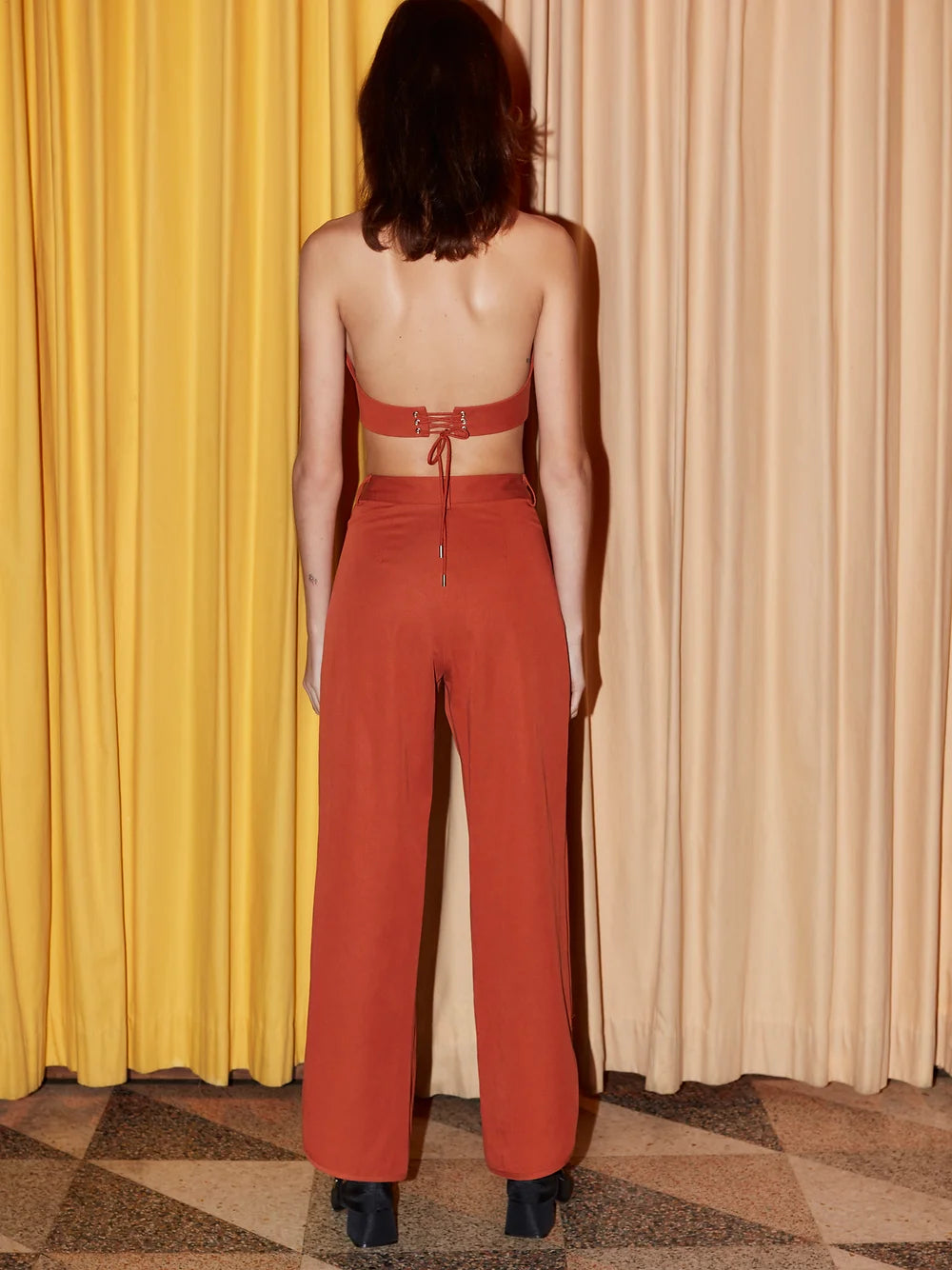 Gina High Waisted Pant | Terracotta Red