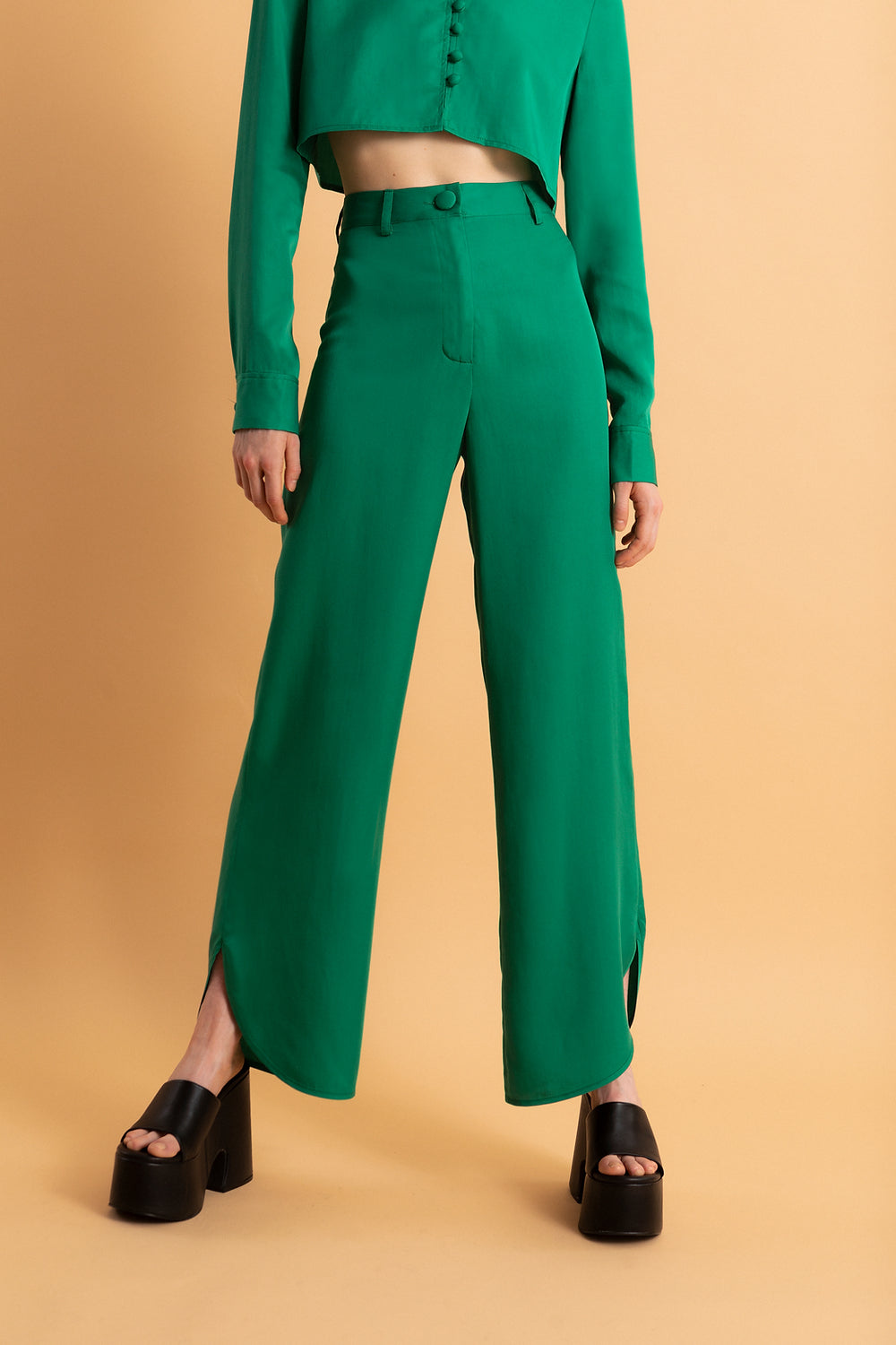 Gina High Waisted Pant | Emerald Green