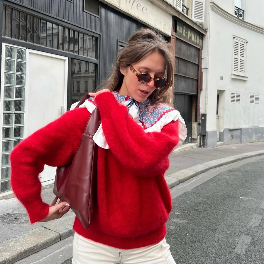 Agave Triangular Tote | Burgundy Red styled by Santos
