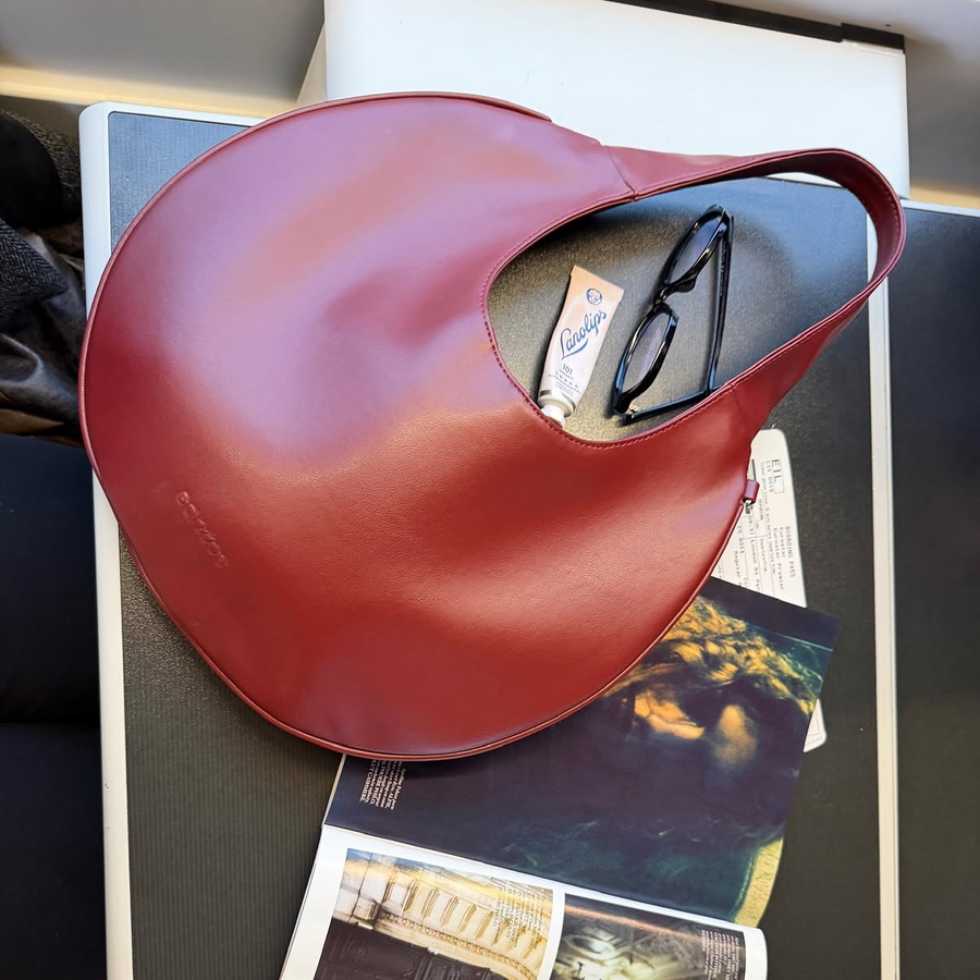 Agnes Moon Bag | Burgundy Red styled by Santos