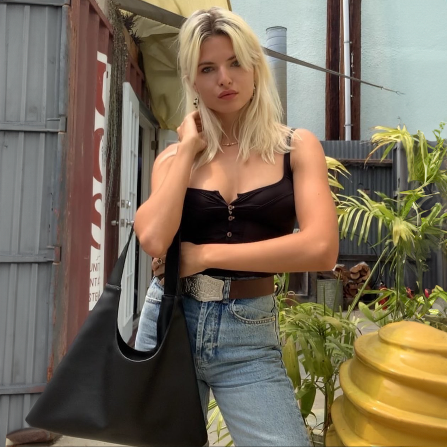 Agave Triangular Tote | Black styled by Santos