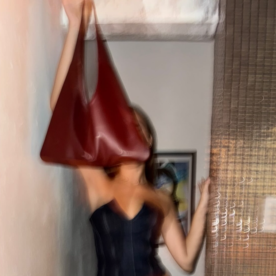 Agave Triangular Tote | Burgundy Red styled by Santos