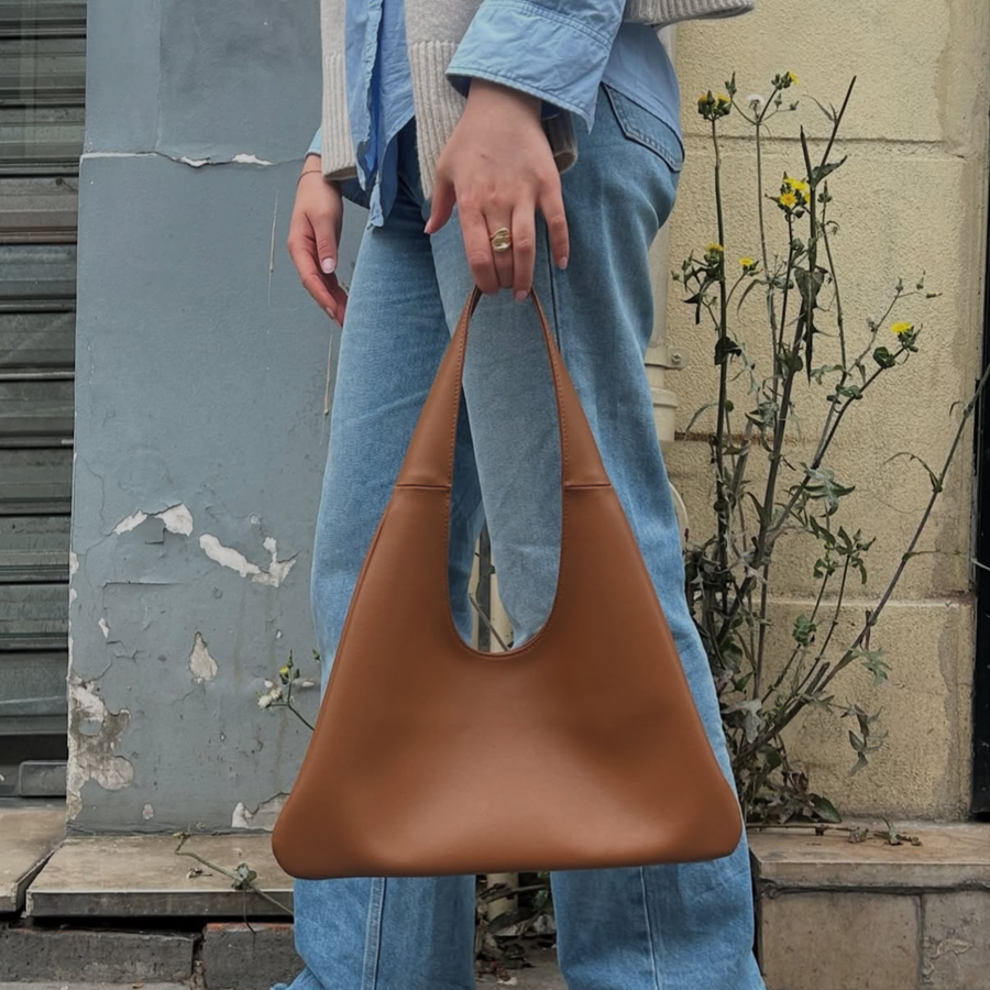 Agave Triangular Tote | Cognac styled by Santos