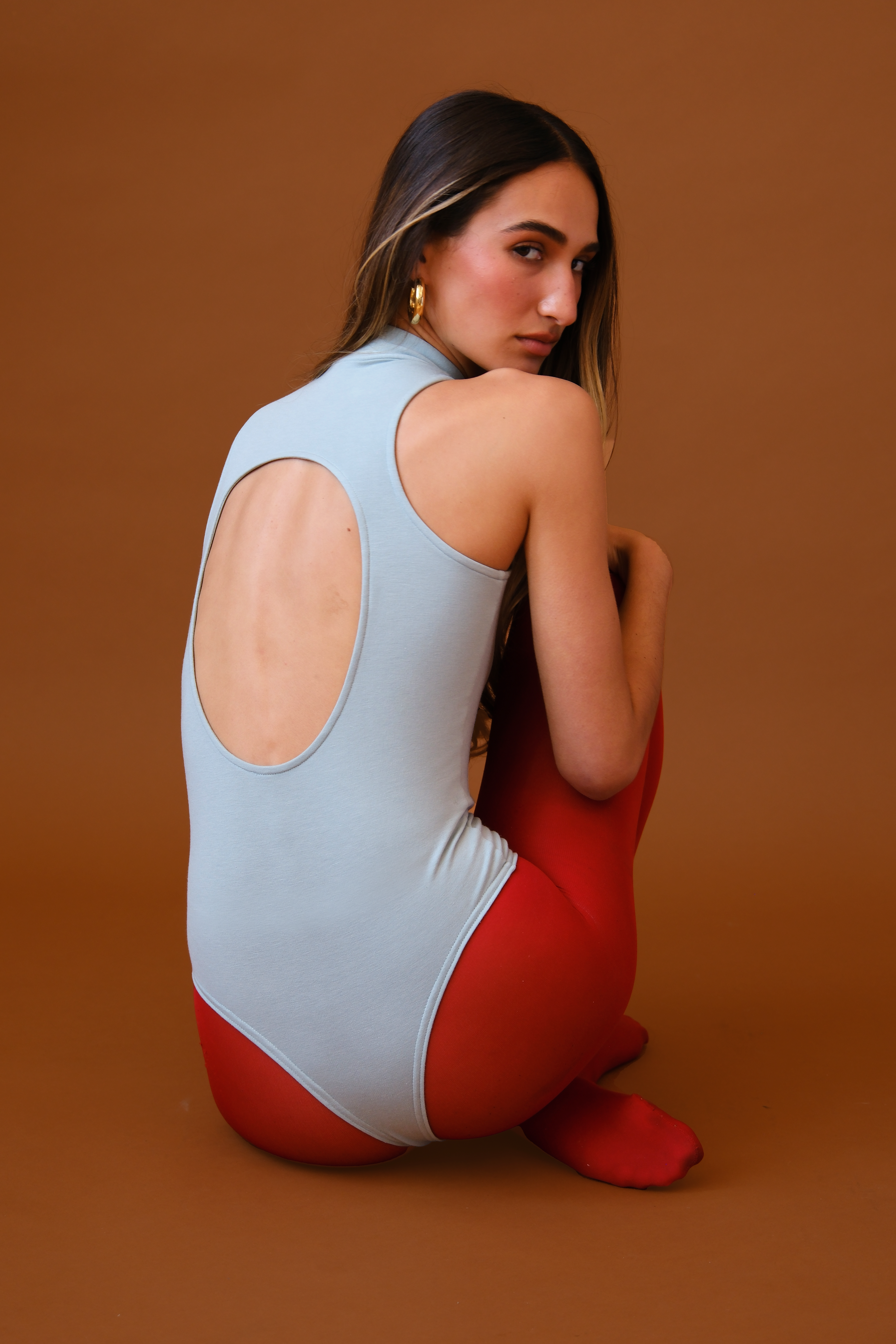Gloria Oval Bodysuit | Dust Blue