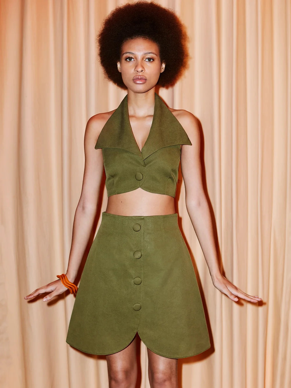 Viola High Waisted Skirt | Military Green